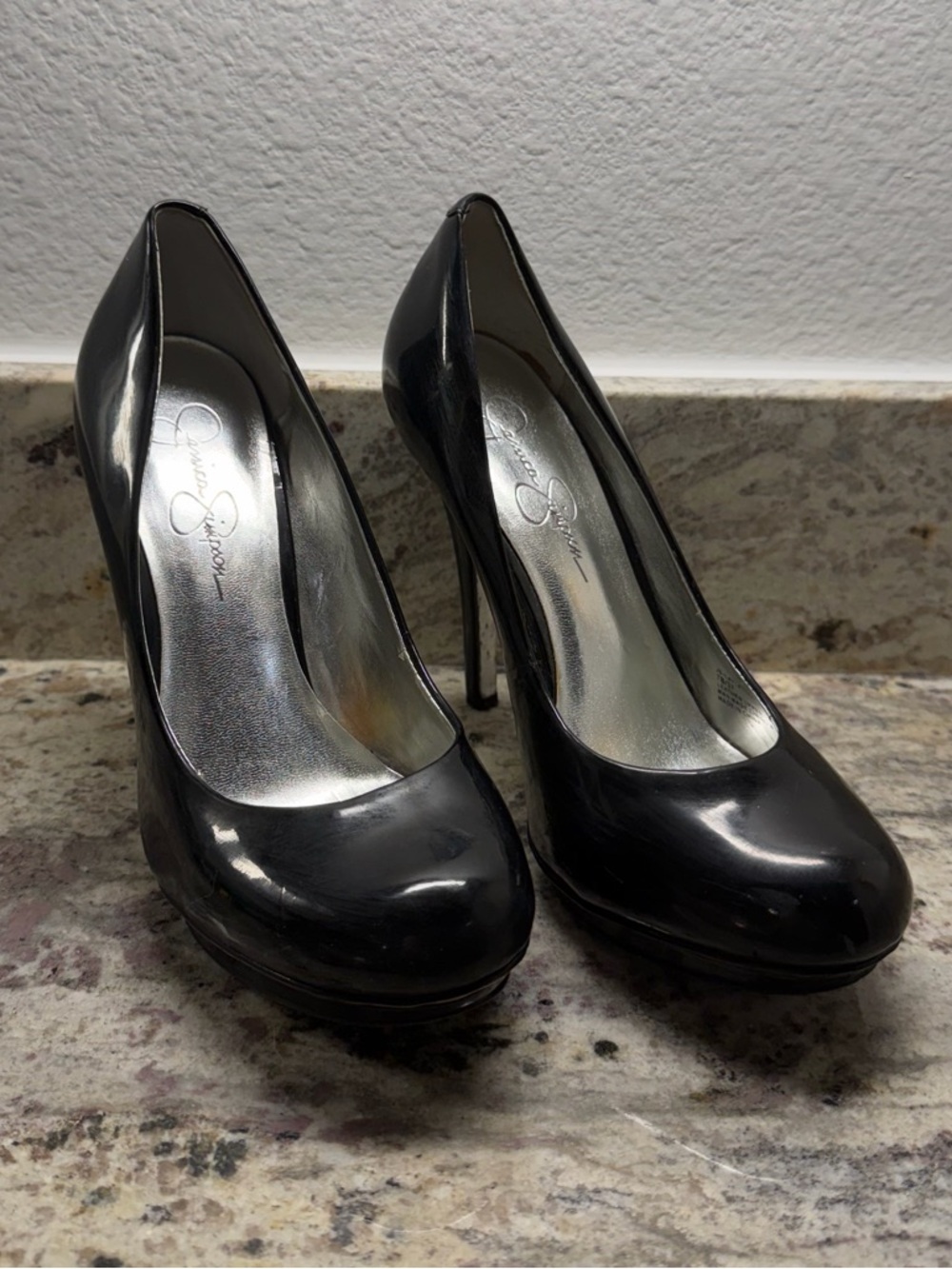 Jessica Simpson Black Patent Platform Stiletto Pumps